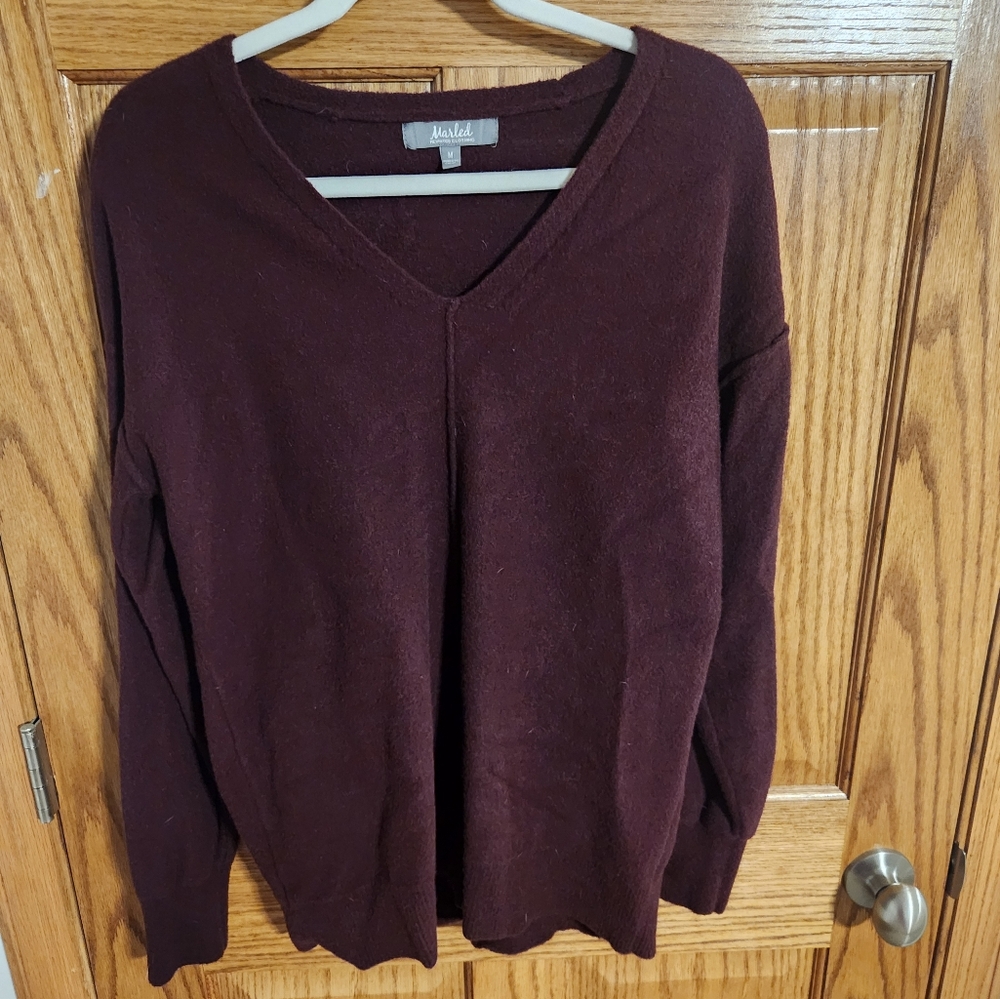 Dark Plum V-Neck Sweater